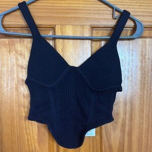 Garage Black Knit Crop Top